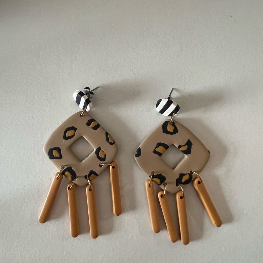 Leopard Print Clay Earrings